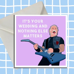 James Hetfield-trouwkaart, metallica, trouwkaart, blanco kaart, metallica-kaart, leuke kaart, grappige kaart