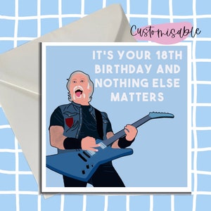 James Hetfield Geburtstagskarte, personalisiertes Alter, Geburtstagskarte, leere Karte, Metallica Karte, süße Karte, lustige Karte