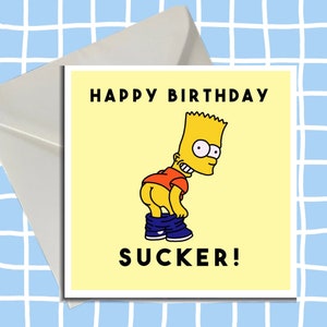 Cartão de aniversário Simpson, otário, cartão de aniversário, cartão em branco, ha ha, cartão fofo, cartão engraçado