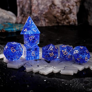 K9 Glass Sapphire Blue Blast  Dice Set | D&D Dice Gift Set | 7 Piece Polyhedral Dice Set | Pathfinder, DnD, Tabletop Games
