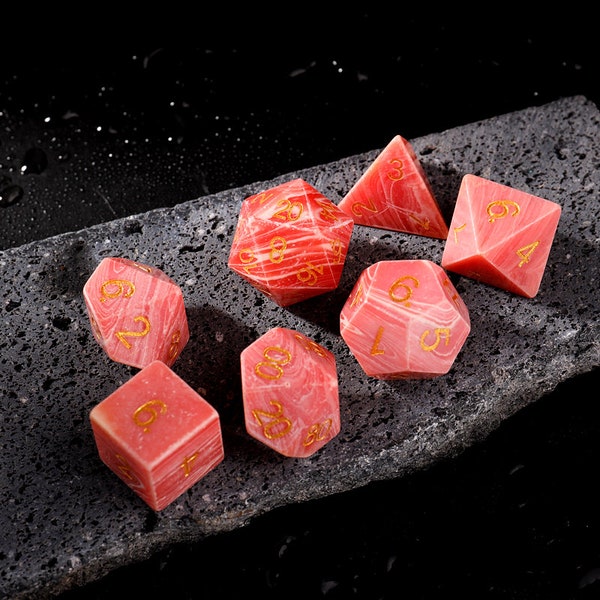 Red Turquoise “Crimson Turquoise” 7-Piece DnD Dice Set for Tabletop Role-Playing Games | Manmade