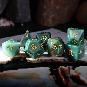 African Jade 7-Piece DnD Dice Set for Tabletop Role-Playing Games | jade dice