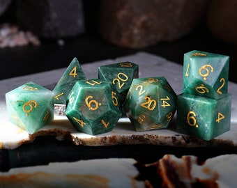 African Jade 7-Piece DnD Dice Set for Tabletop Role-Playing Games