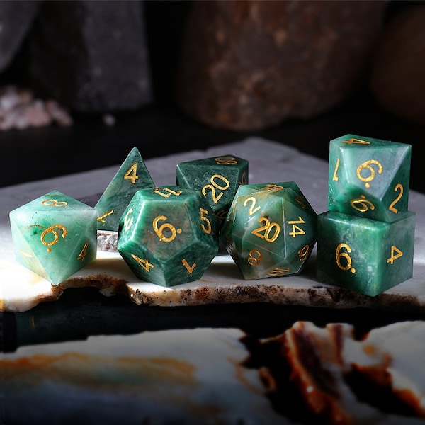 African Jade 7-Piece DnD Dice Set for Tabletop Role-Playing Games