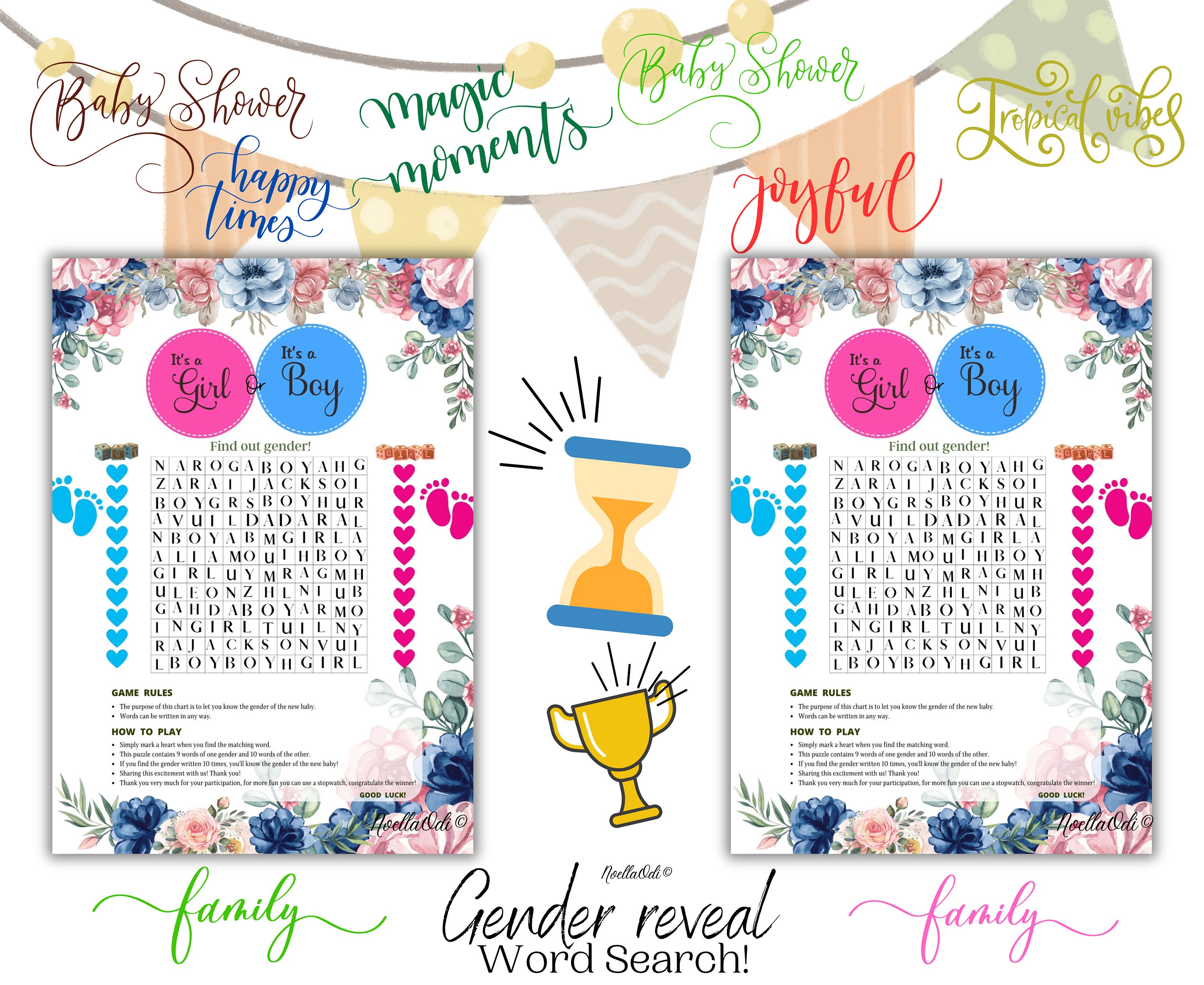 Online Gender Reveal Zoom Baby Shower Games Safari Baby Etsy
