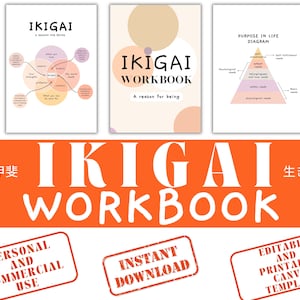 Ikigai workbook | ikigai worksheet | ikigai planner | ikigai | ikigai template | self care planner|kaizen planner| ikigai print| ikigai book