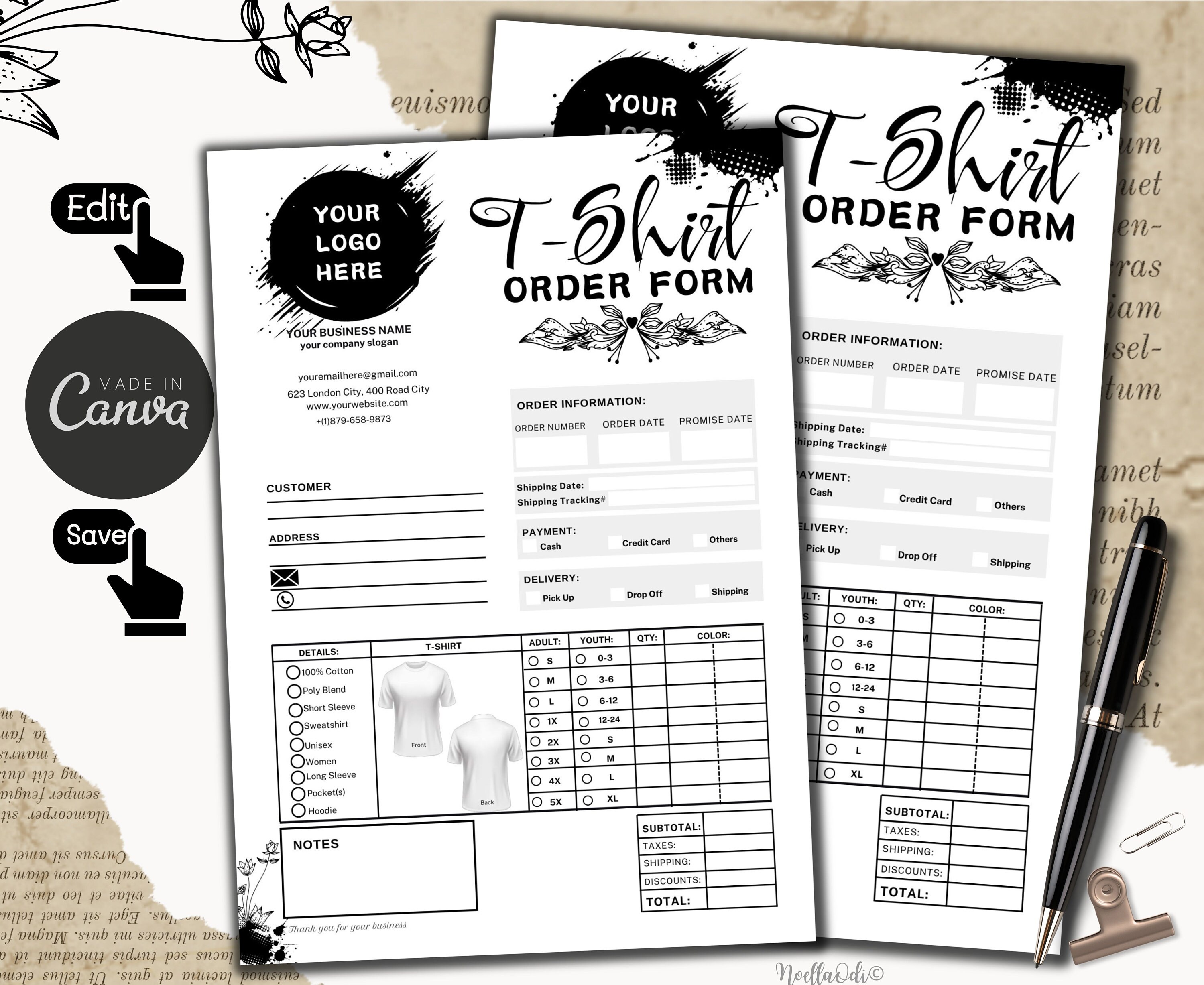 Tshirt Order Form Order Form Template My Order Status Etsy