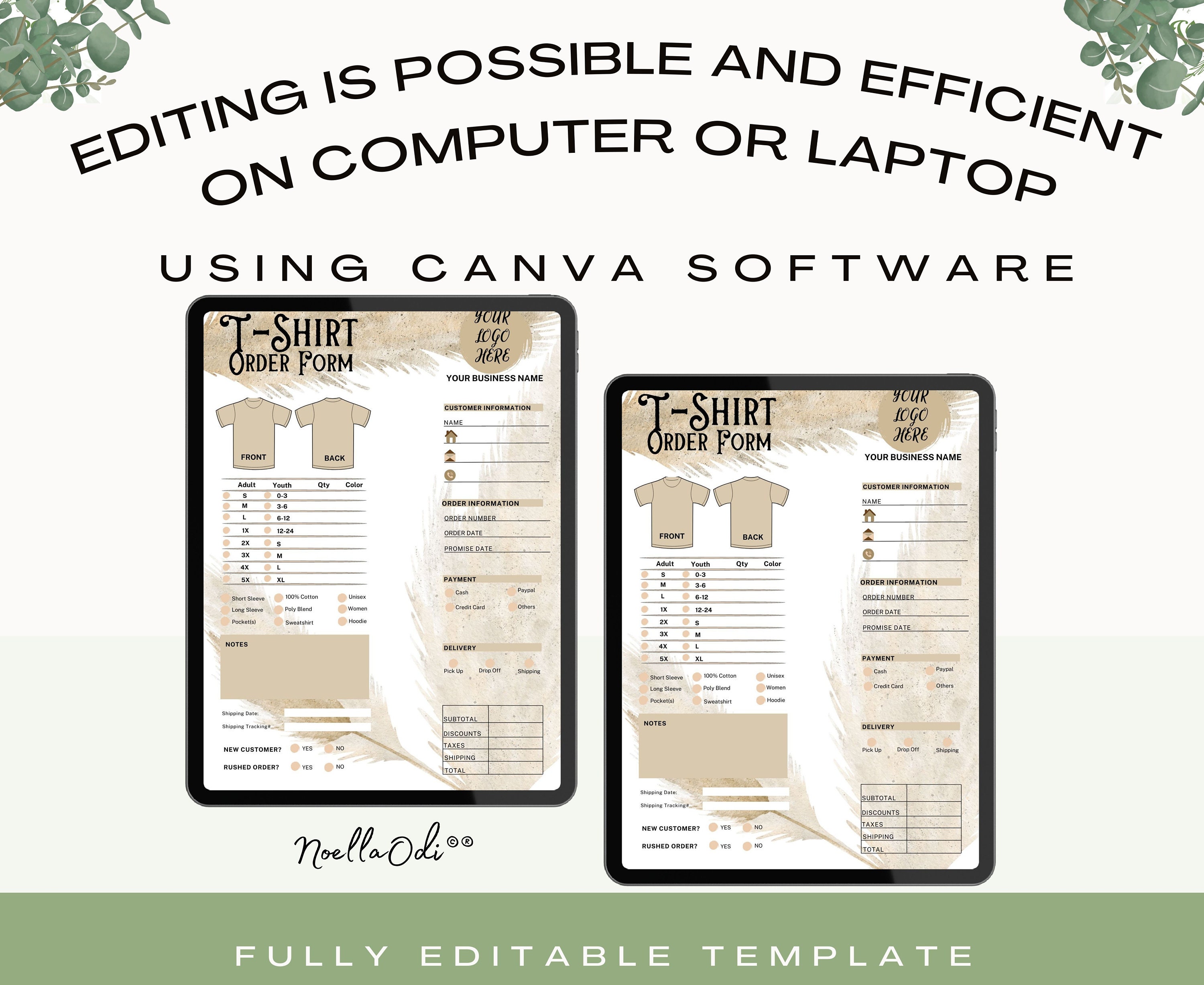 Tshirt Order Form Order Form Template My Order Status Etsy