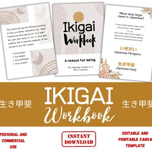 Ikigai workbook | ikigai worksheet | ikigai planner | ikigai | ikigai template | self care planner|kaizen planner| ikigai print| ikigai book