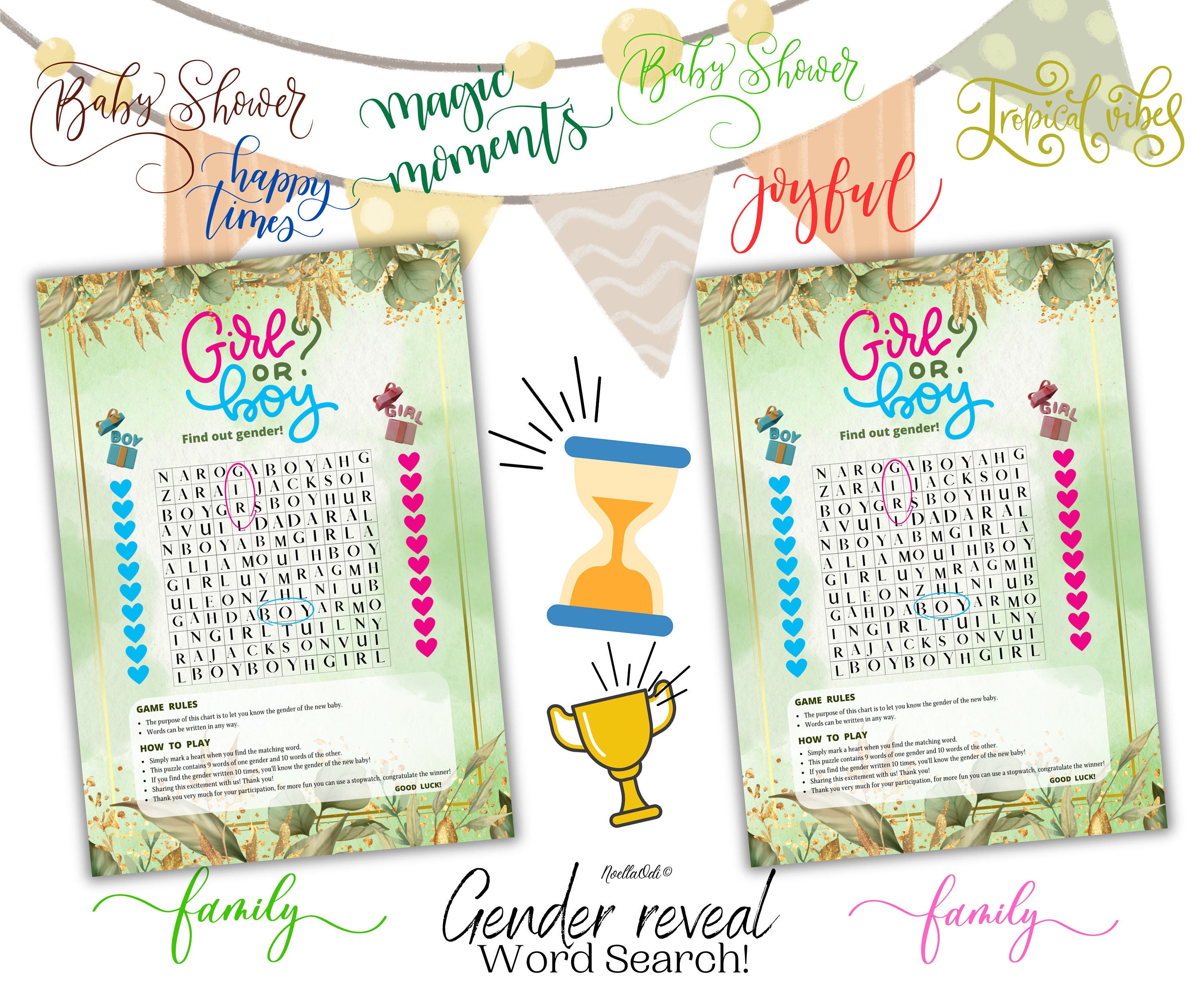 Online Gender Reveal Zoom Baby Shower Games Safari Baby Etsy