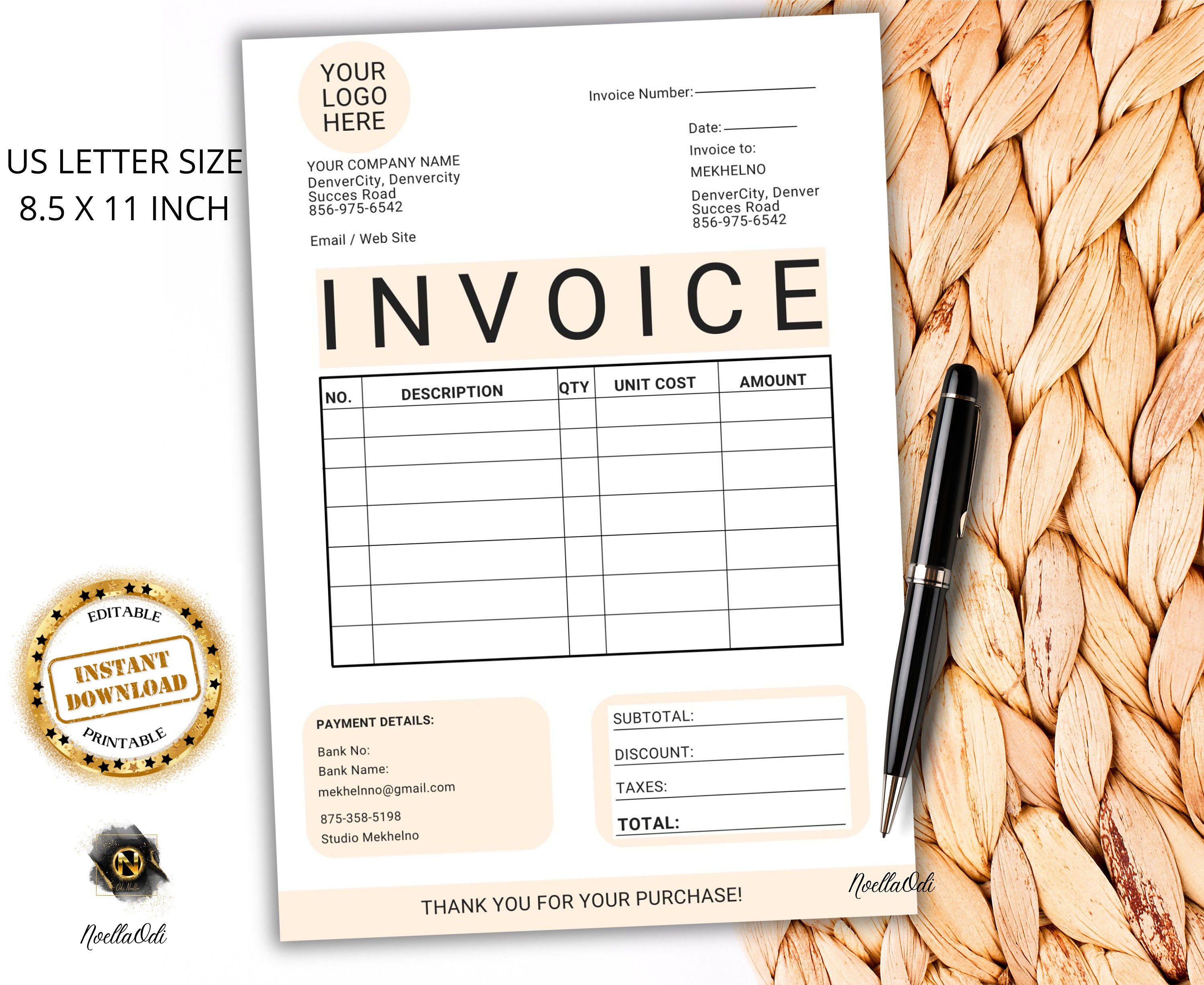 Mastercard Invoice Invoice Template: Invoice Generator Consulting Invoice - Etsy