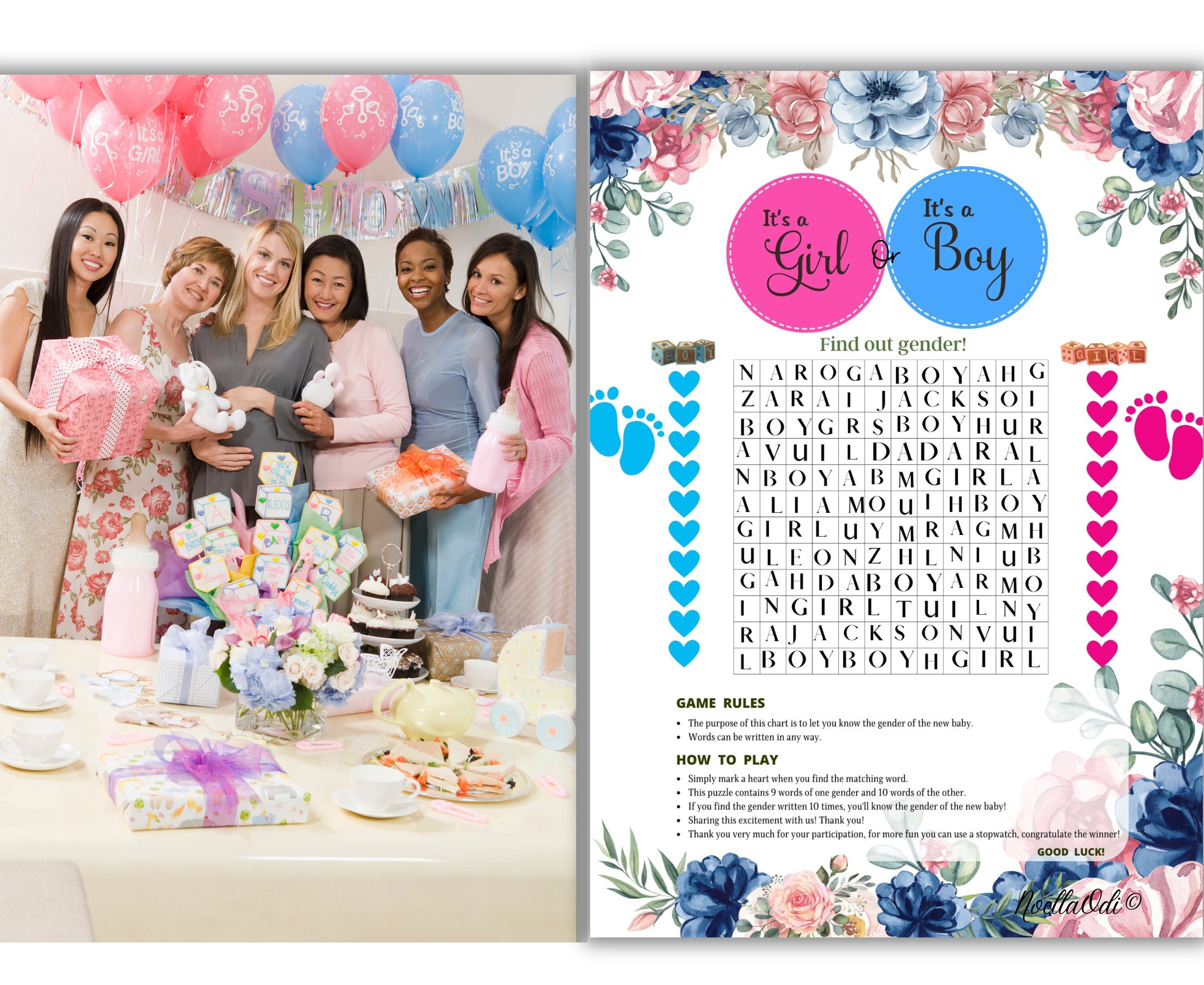 Online Gender Reveal Zoom Baby Shower Games Safari Baby Etsy