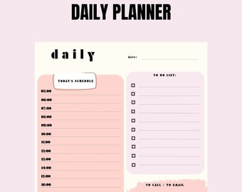 May include: A pink and white daily planner with sections for "Today's Schedule", "To Do List", "To Call / To Email", and "I'm Grateful For".