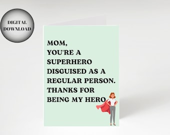 Mother's Day Funny Card, Mother's Day Printable Card, Mum Cards, Printable Mothers Days Card Funny, Digital Mothers Day Card