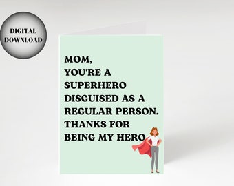 Mother's Day Funny Card, Mother's Day Printable Card, Mum Cards, Printable Mothers Days Card Funny, Digital Mothers Day Card