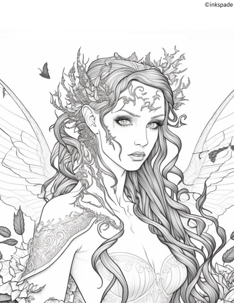 Nature Fairy Coloring Page - Etsy