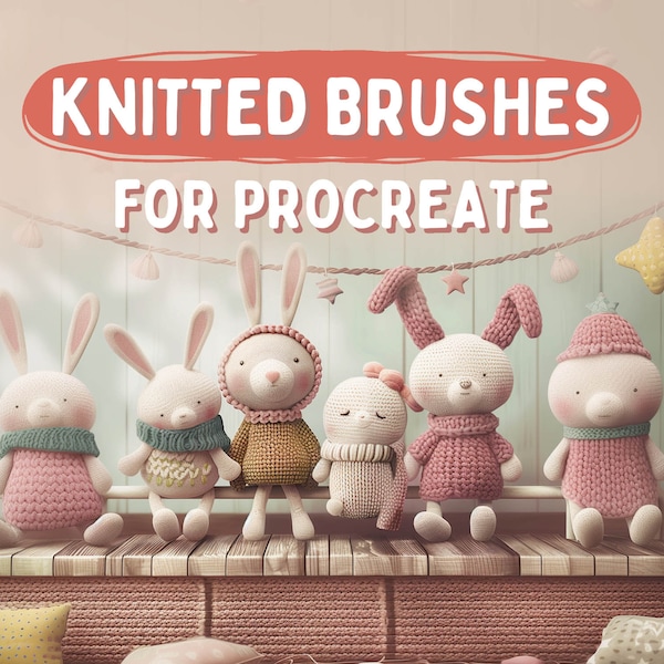 Procreate - Ensemble de pinceaux pour motif texturé en tricot, brosses pour tissu tricoté sans couture pour iPad