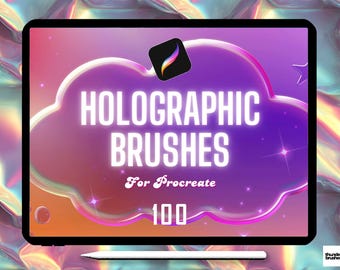 100 Holographic Procreate Texture Brushes - Digital Download