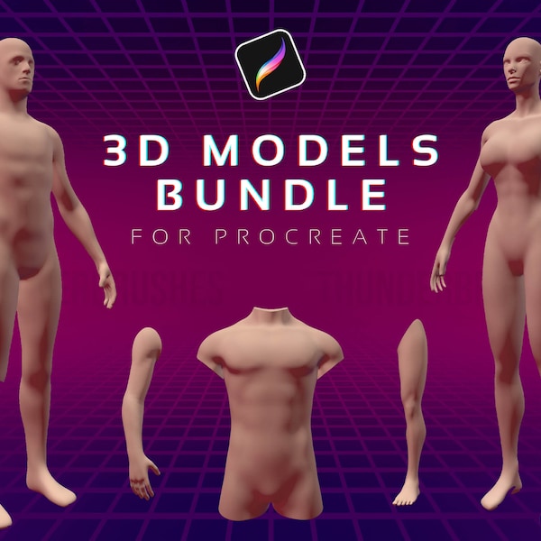 Procreate - Modelos humanos 3D - Paquete 3D de anatomía - Partes del cuerpo del tatuaje