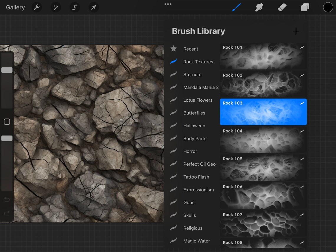 Procreate - 120 Rock Texture Brushes - Seamless Rock and Stone Textures ...