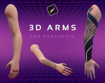 Procreate - 3D Arm Models - 3D Tattoo Bundle - Male and Female Arms