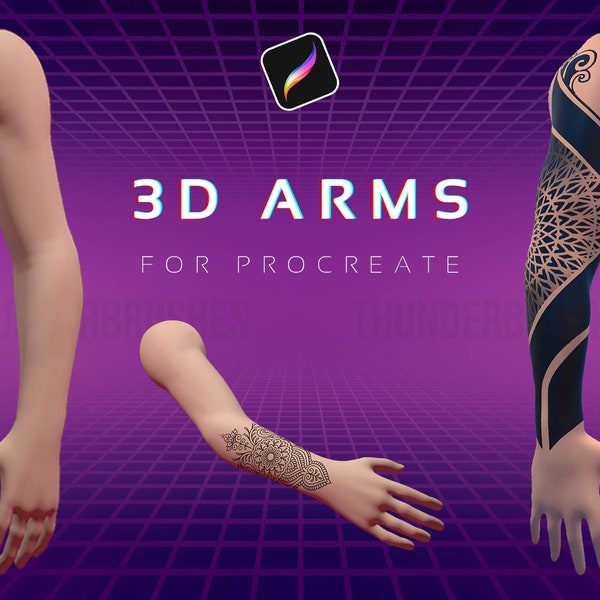 Procreate - Modèles de bras 3D - Lot de tatouages 3D - Bras masculins et féminins