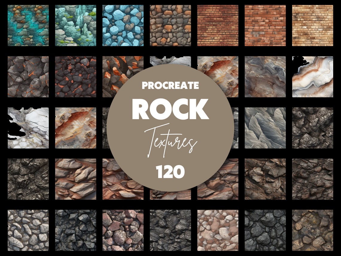 Procreate - 120 Rock Texture Brushes - Seamless Rock and Stone Textures ...