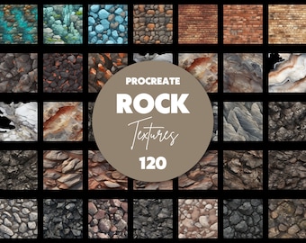 Procreate - 120 Rock Texture Brushes - Nahtlose Fels- und Steintexturen