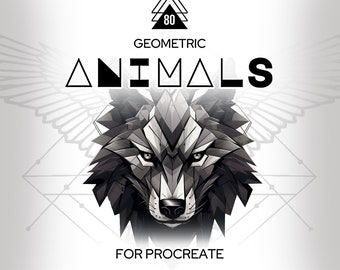 Procreate - 80 pinceaux géométriques pour animaux - Ensemble de pinceaux de conception de tatouage