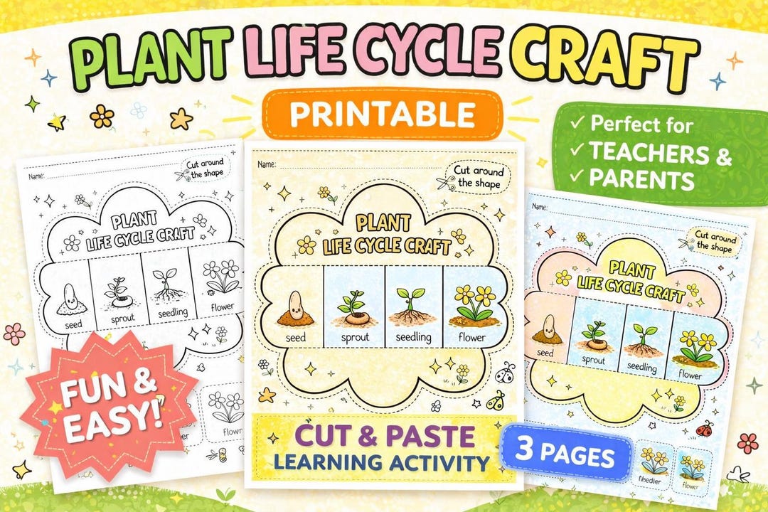 Plant Life Cycle Craft Printable | Cut and Paste Science Activity (3 ...