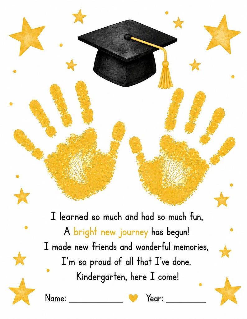 Daycare Graduation Handprint Craft Printable | End of Year Keepsake ...