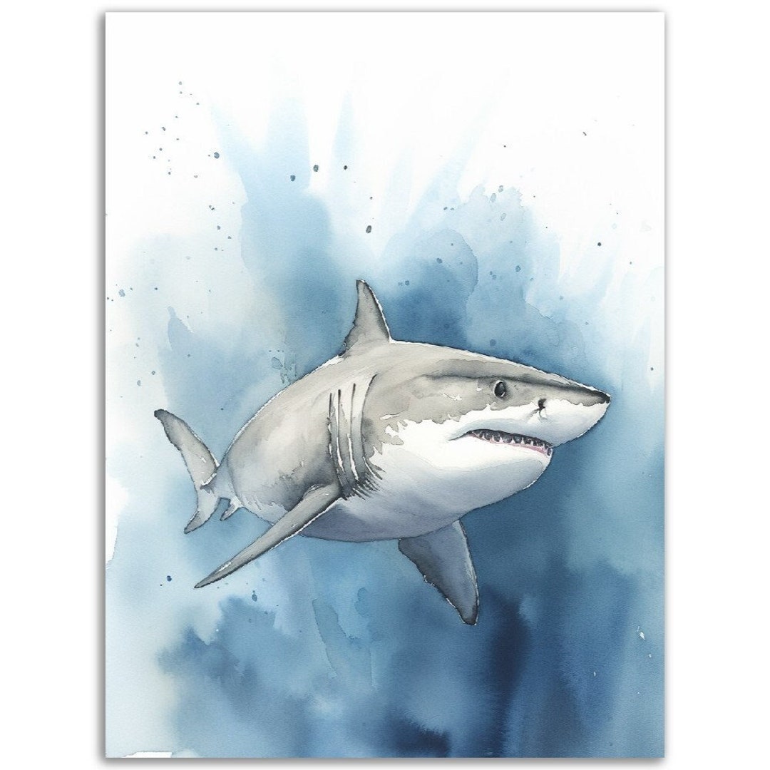 Great White Shark Painting - Etsy