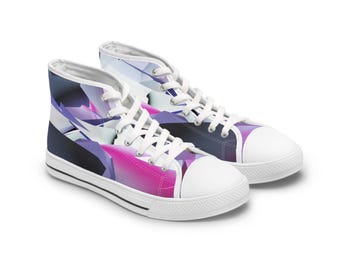 Zapatillas altas con diseño geométrico abstracto morado y rosa para mujer