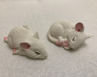Pair of Sleeping Mice figurines
