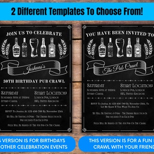 Custom Pub Crawl Invitations and Checklist for the Ultimate - Etsy