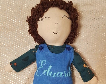 Fabric boy doll, boy gift, handmade, child gift, personalized doll, art doll, personalized clothing, H = 40 cm