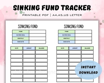 Sinking Funds Tracker | Printable | Savings Recorder | Savings Log | Financial Planner | Budget Planner | Finance Tracker | Planner Inserts
