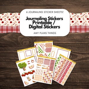 Apple Orchard Journal Stickers | September 2025 Kit | PRINTABLE Journal Stickers | Apple Clip Art Fall