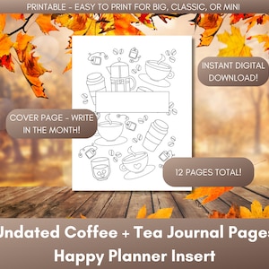 Coffee & Tea Journal Inserts: Happy Planner Printable (Digital Download)