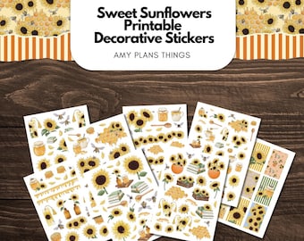 Sweet Sunflowers Printable Stickers (Decorative Sticker Kit)