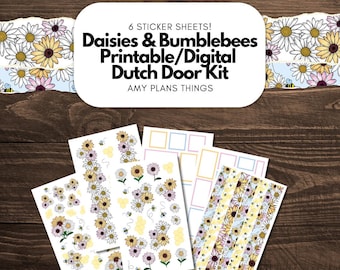 Printable Dutch Door Sticker Kit: Daisies & Bumblebees