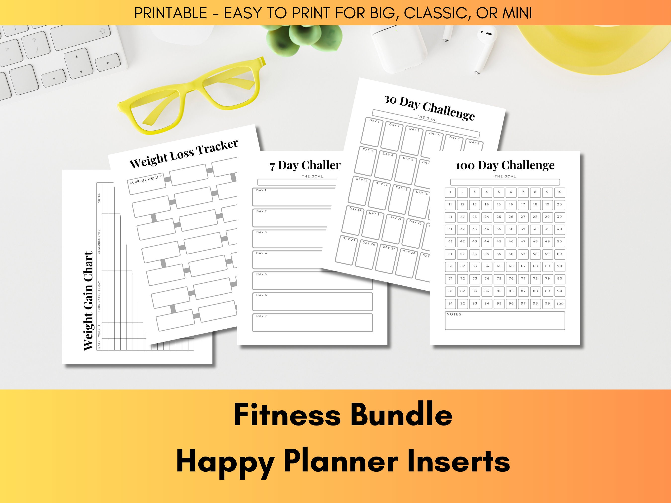 Fitness Journal PRINTABLE for Happy Planner Daily Weekly - Etsy