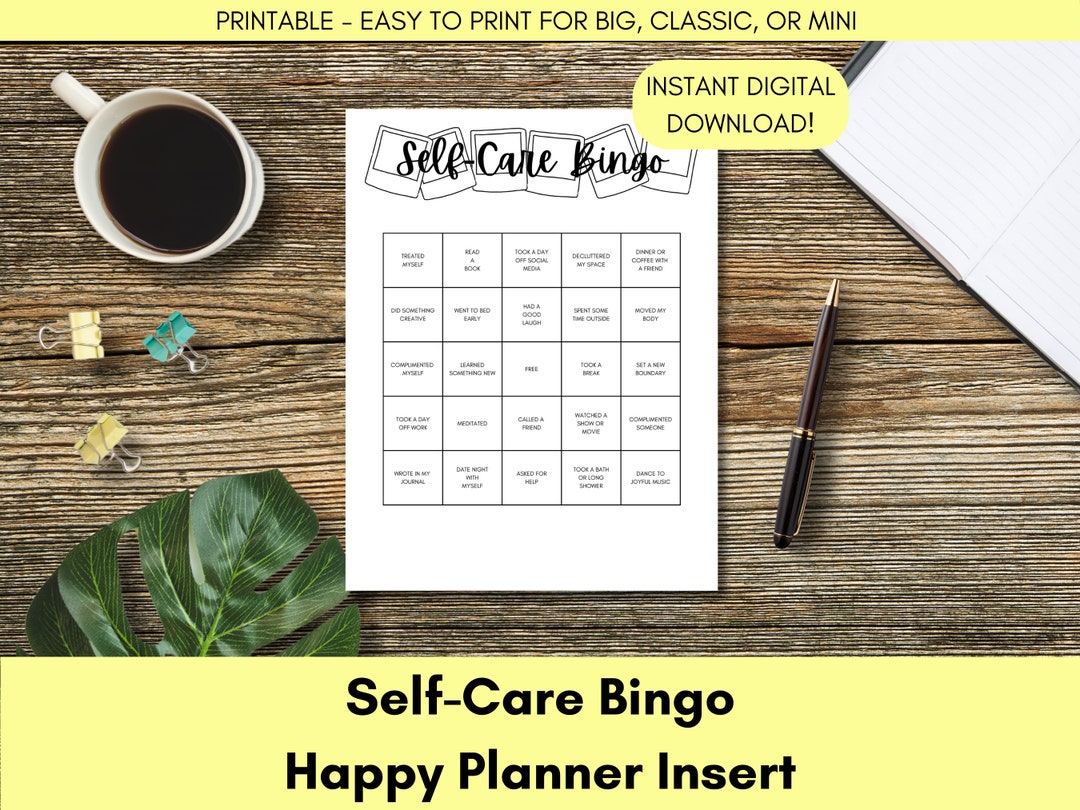 Self-care Bingo PRINTABLE Planner Insert for Happy Planner self-care ...