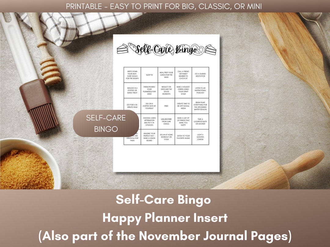 Self-care Bingo PRINTABLE Planner Insert for Happy Planner self-care ...