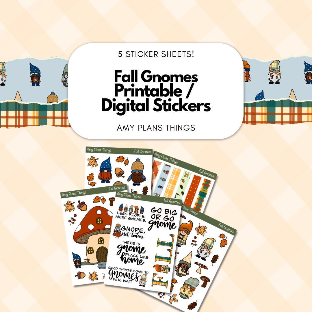 Fall Gnome Stickers: Printable Planner Stickers (digital Download) - Etsy