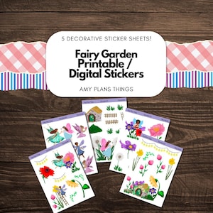 Adesivi stampabili - Tema Giardino delle Fate / Adesivi scaricabili digitalmente / Adesivi per planner e diario / Clip art di fate e fiori
