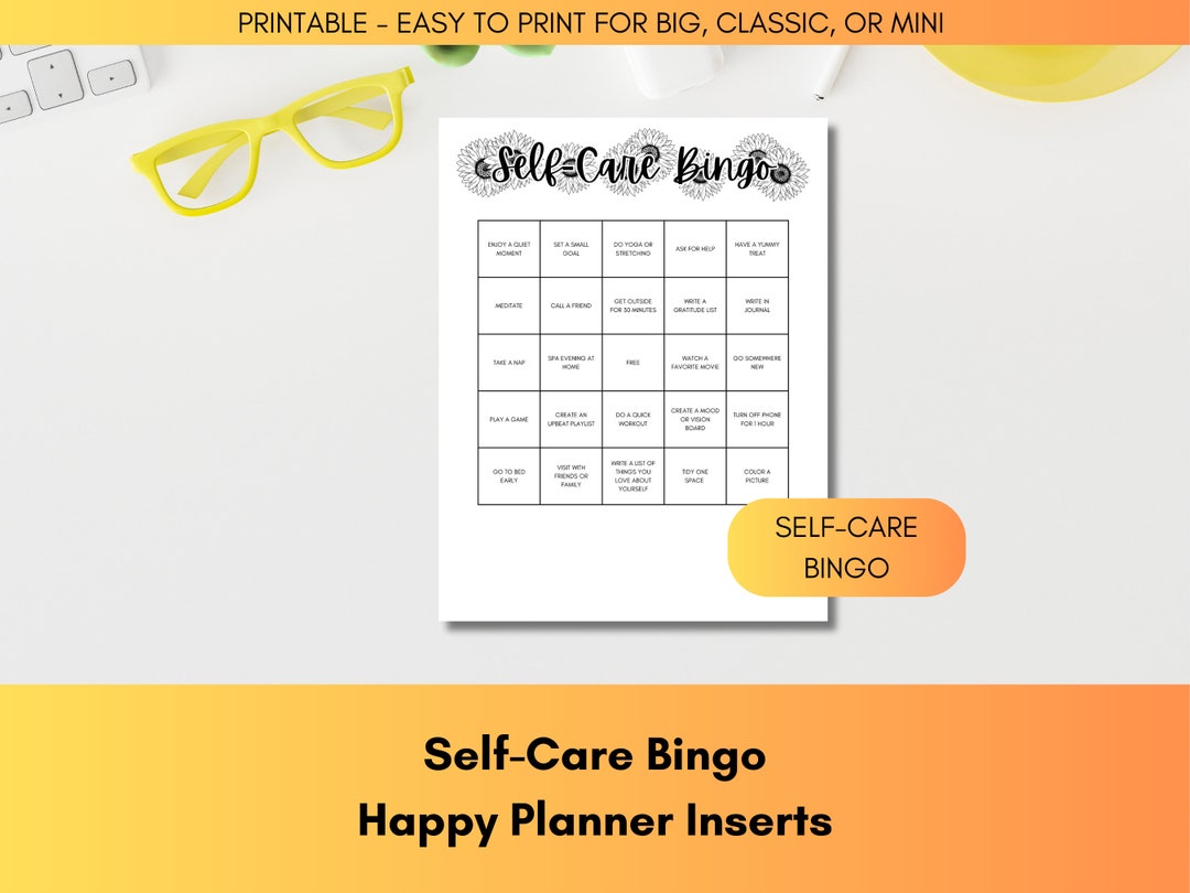 Self-care Bingo PRINTABLE Planner Insert for Happy Planner Self-care ...