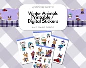 Winter Animals Printable Stickers: Planner Journal Stickers (Digital Download)