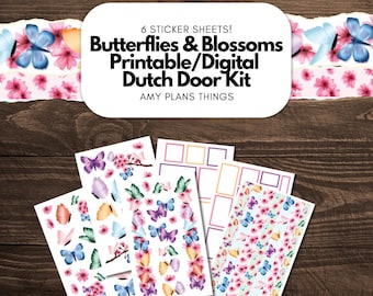 Printable Dutch Door Sticker Kit: Butterflies & Blossoms