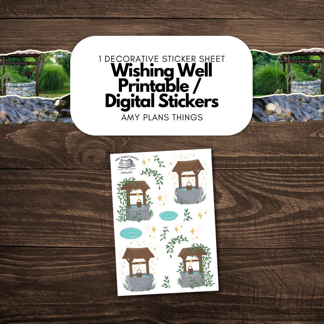 Wishing Well Stickers: Whimsical Planner Stickers (digital Download) - Etsy